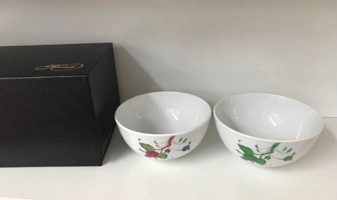 ヘレンド　エスキス　グリーン＆フラワー　ボウル　M 飯碗2個セット　T.774