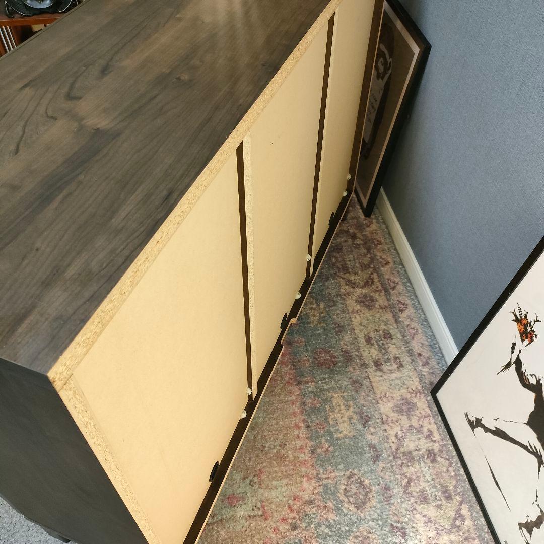 LOWYA サイドボード ダークブラウン6枚扉プッシュオープン式 脚付き