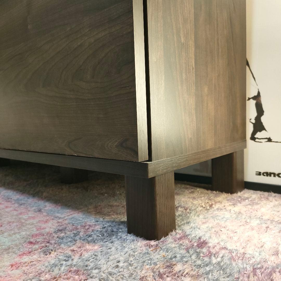 LOWYA サイドボード ダークブラウン6枚扉プッシュオープン式 脚付き