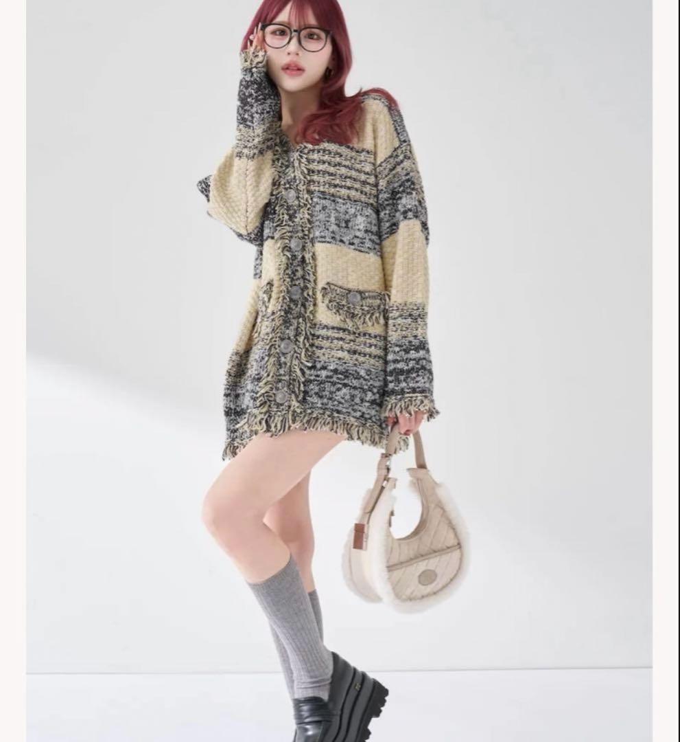 【1/24限定値下げ中】darich ツイードボーダーニットカーディガン