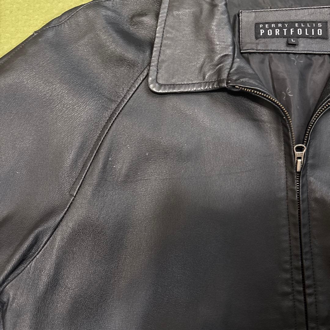 PERRY ELLIS PORTFOLIO ブラックレザージャケット L