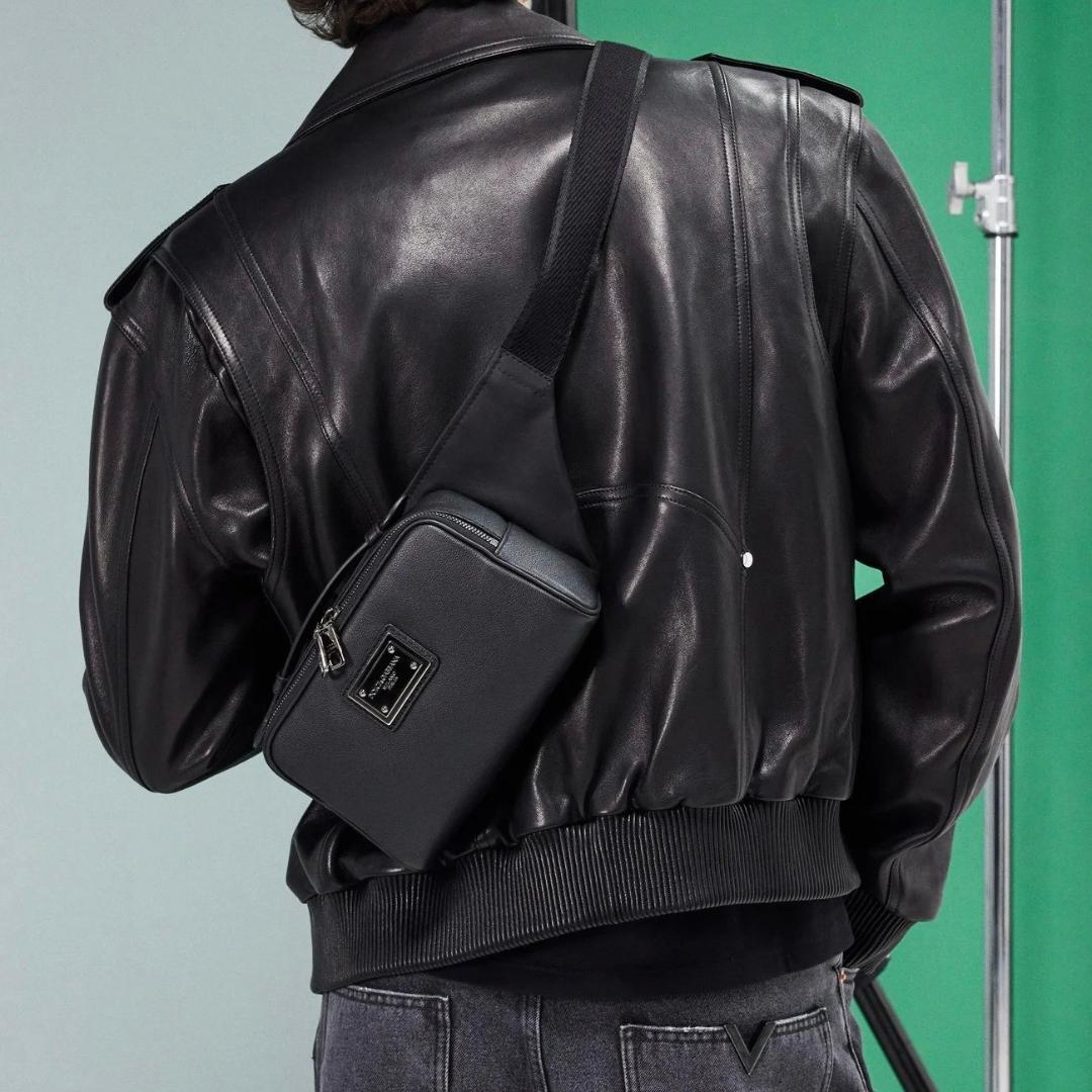 新品 DOLCE&GABBANA ウエストポーチ グレインドカーフスキンナイロン