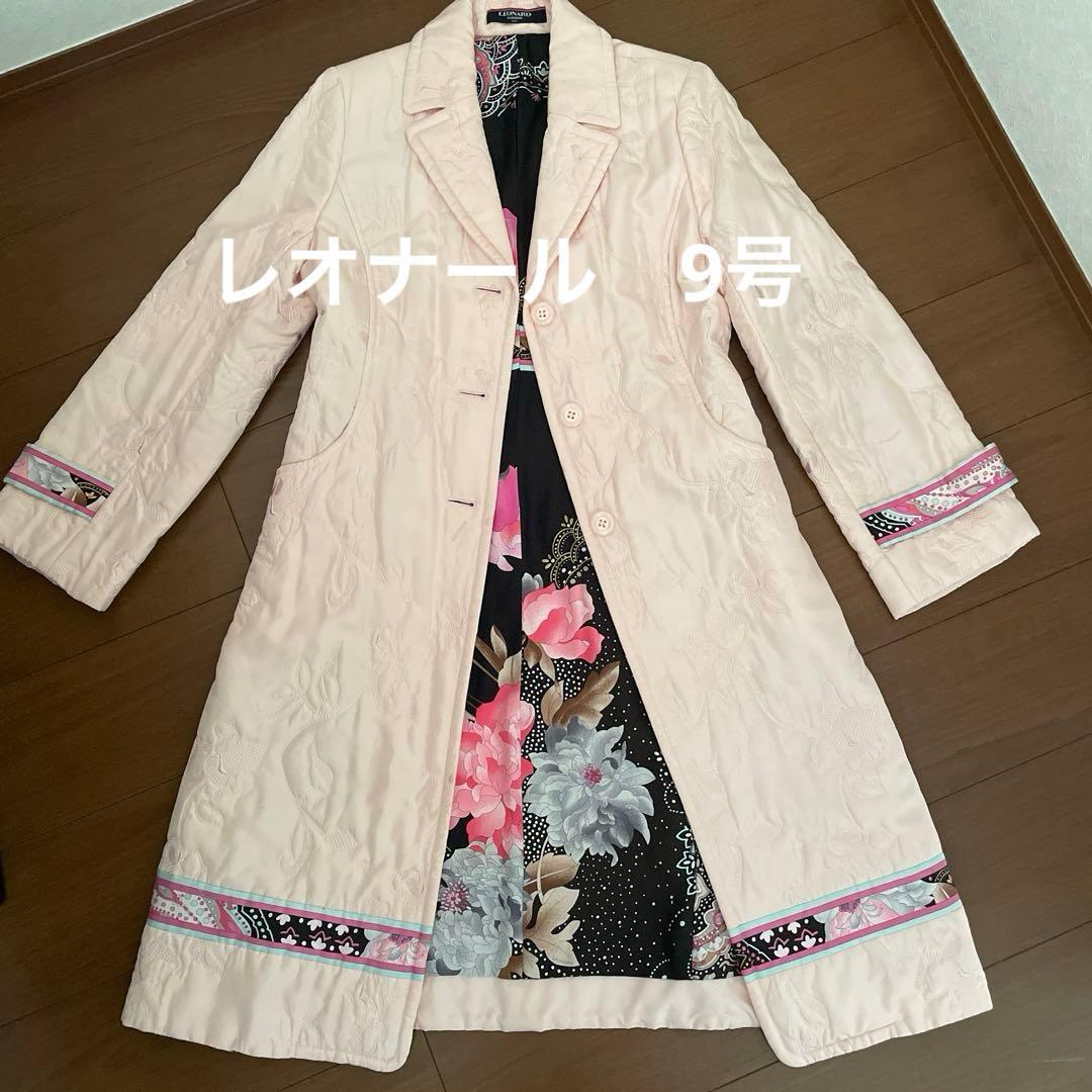 最終値下げ！LEONARD シルクピンク キルティング ロングコート9号！