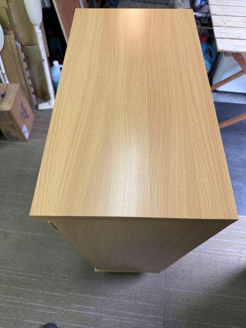 【超美品】【完成品】不二貿易　ルーバーシューズボックス　ナチュラル色