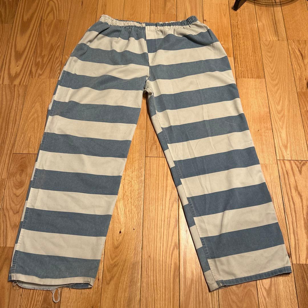 80s ビンテージプリズナーパンツ　prisoner jail 囚人服　ブルー