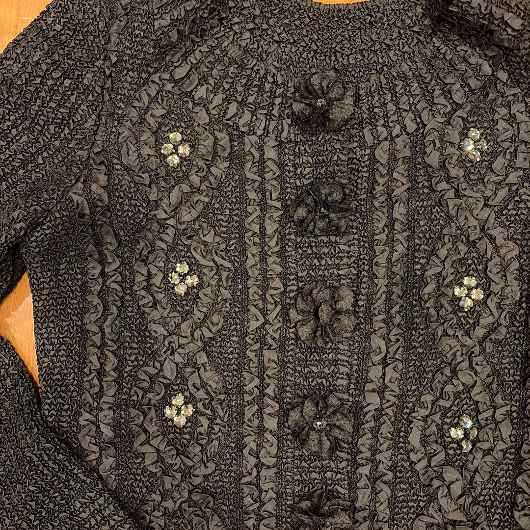 NOKO OHNO 黒のフリル付きロング羽織