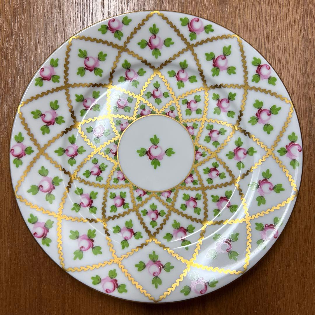 ヘレンド　セーブル風　小薔薇金彩　デザートプレート　Herend