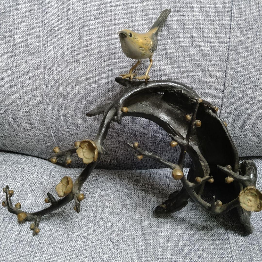 超激レア！！銅？真鍮製 鳥と枝の彫刻！春・夏・秋・冬セットです(⌒▽⌒)