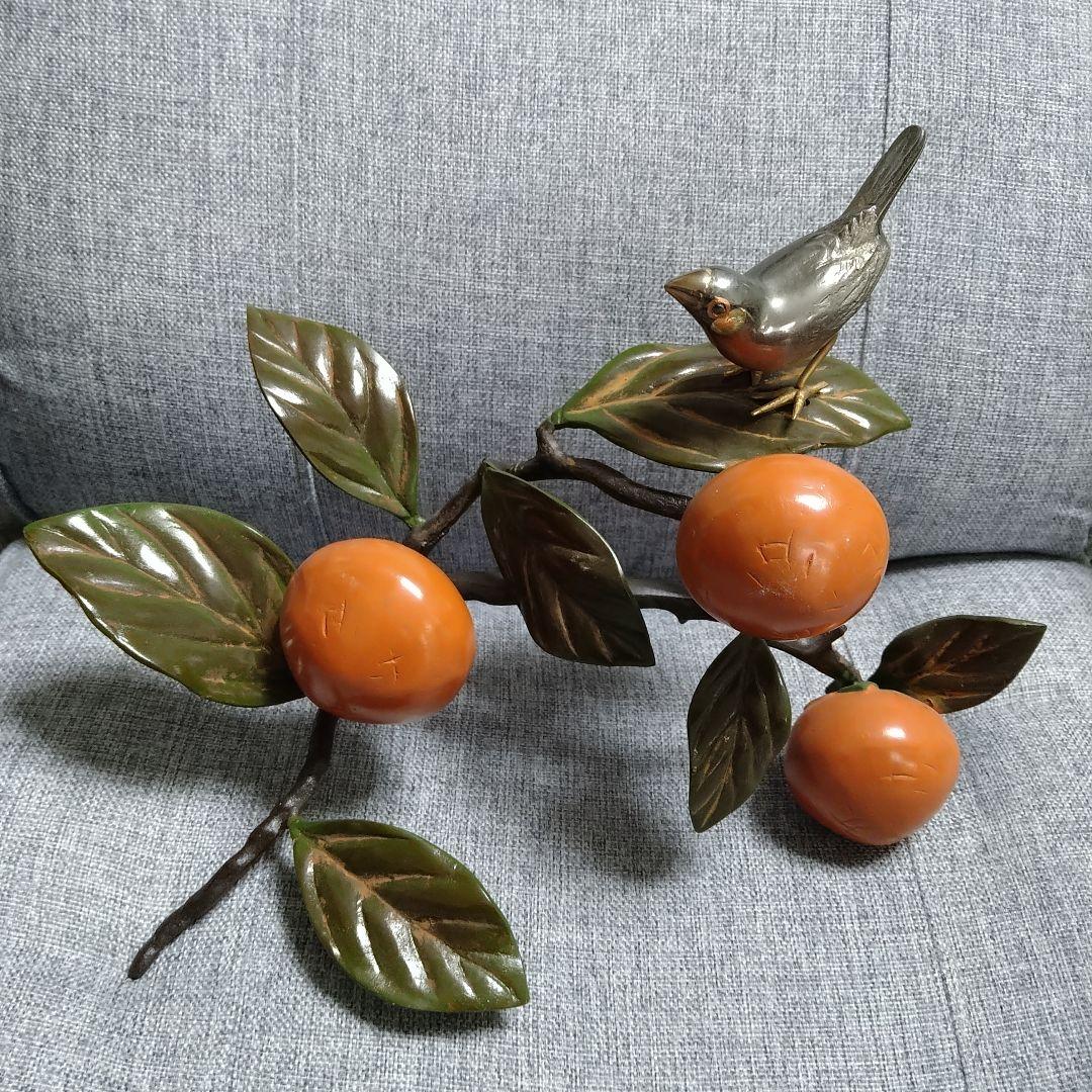 超激レア！！銅？真鍮製 鳥と枝の彫刻！春・夏・秋・冬セットです(⌒▽⌒)