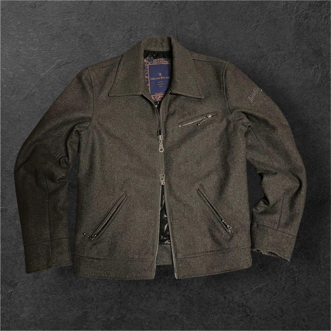 y2k グランジ　archive ダブルジップ　ジャケット　グレー　キルティング