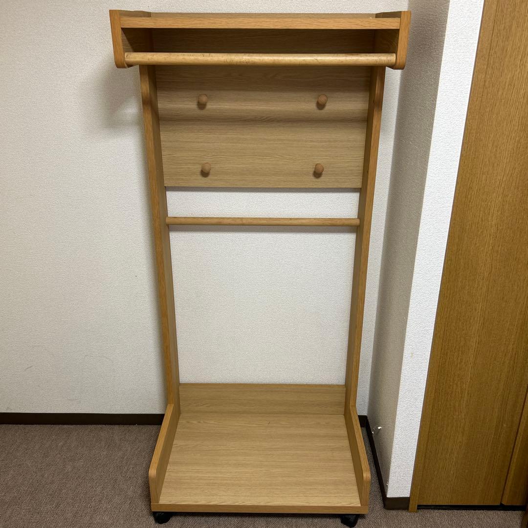 【最終価格】ナチュラル木製ハンガーラック キャスター付き