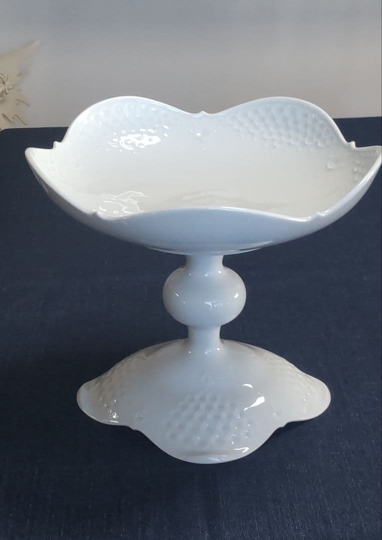 マイセン☆白磁コンポート☆ホワイトレリーフ