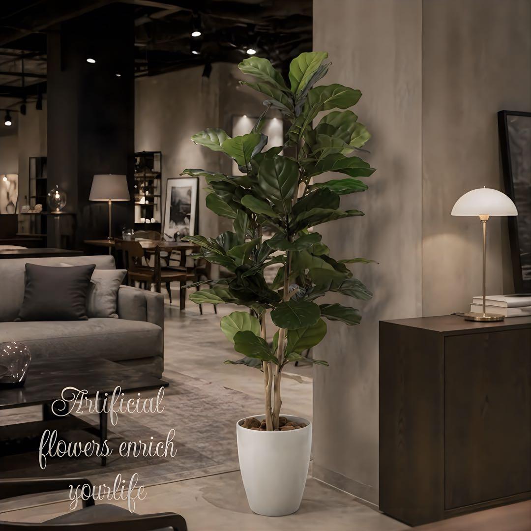 光触媒　人工観葉植物　ウォールグリーン　フェイクグリーン　カシワバゴム1.35m