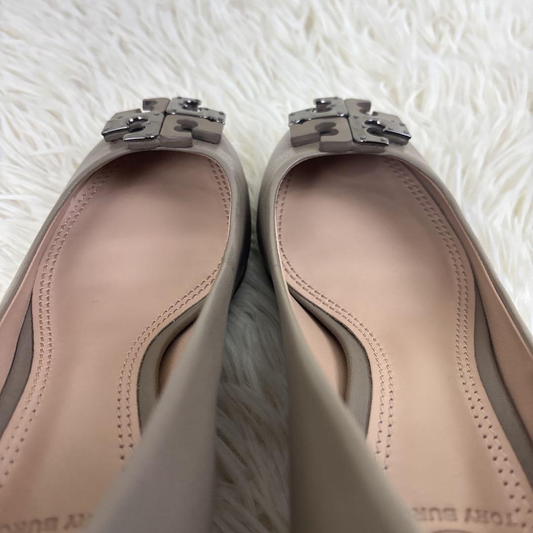 極美品✨ トリーバーチ ヒールパンプス　レザー シルバー ベージュ 22.5