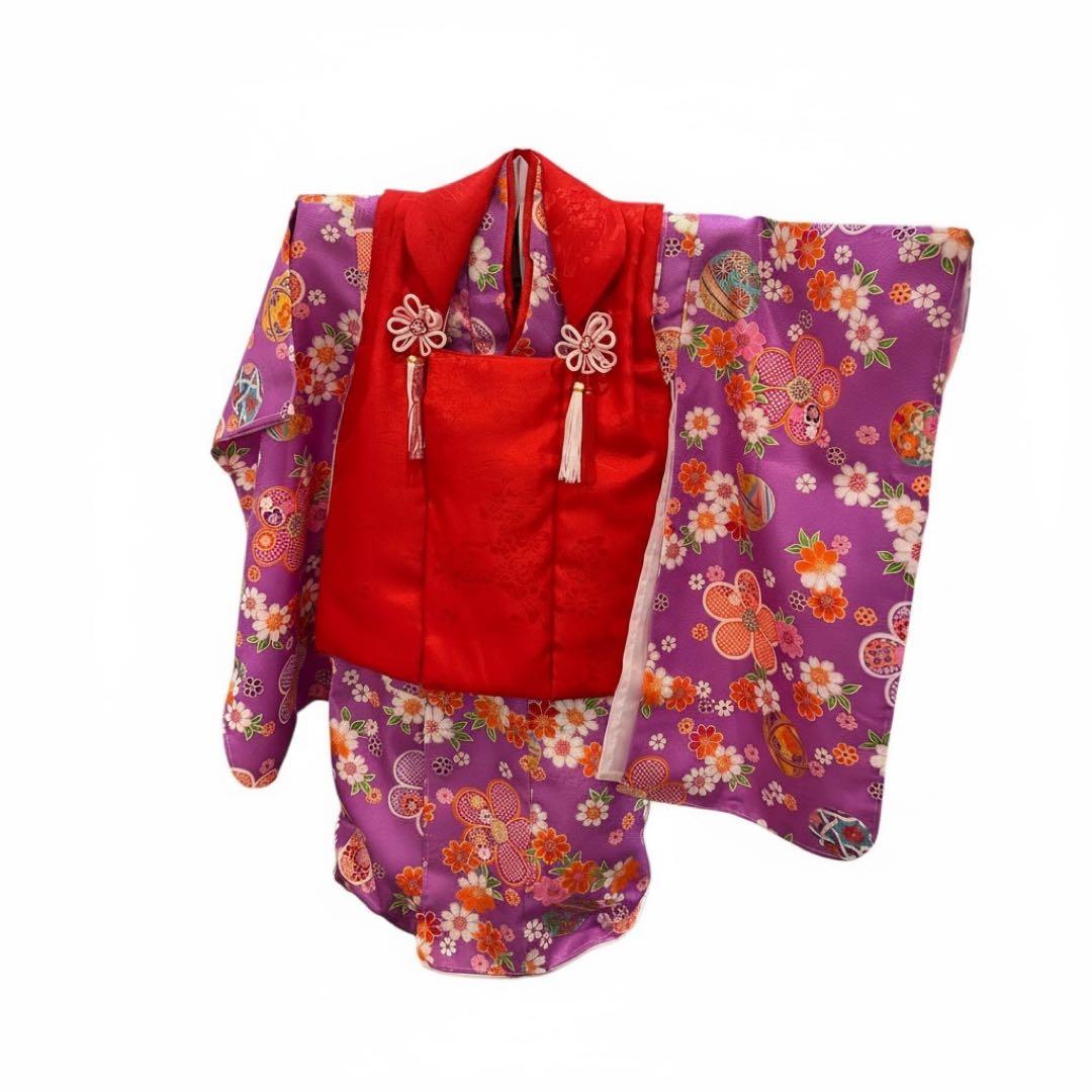 新品　七五三　三歳女子　被布きものセット