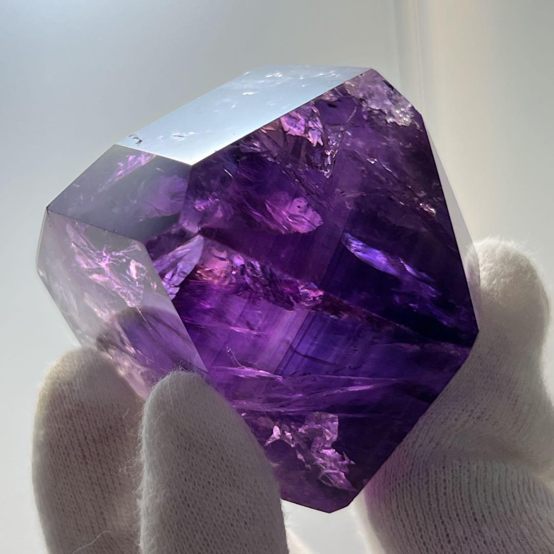 天然石 美品 高品質 スーパーファントムアメジストフリーフォーム ライト付
