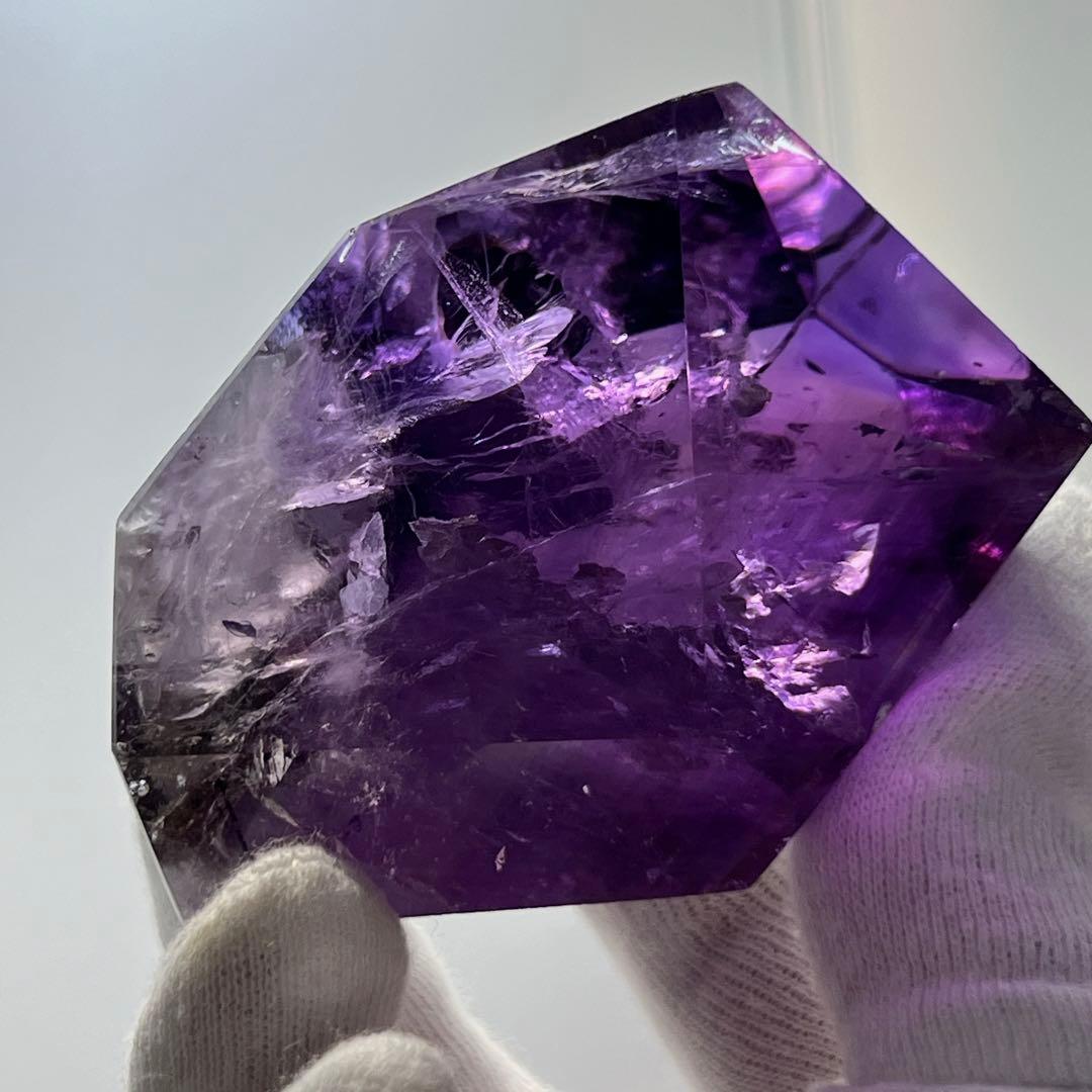 天然石 美品 高品質 スーパーファントムアメジストフリーフォーム ライト付