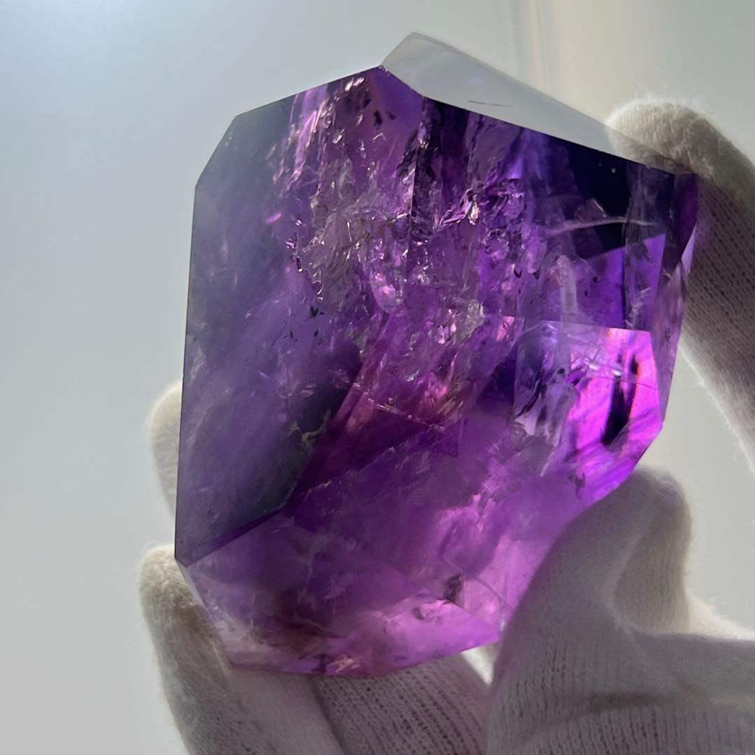 天然石 美品 高品質 スーパーファントムアメジストフリーフォーム ライト付