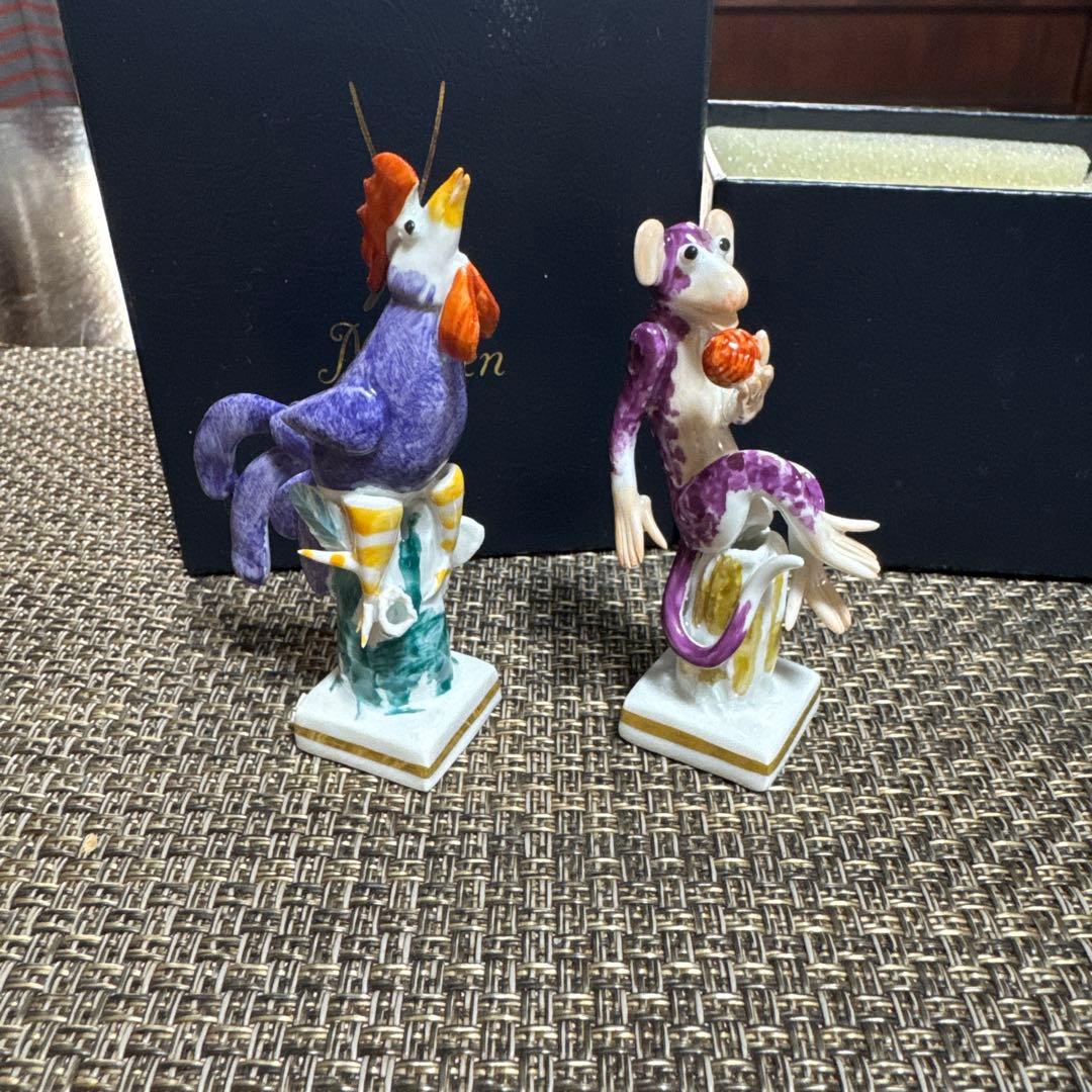 マイセン　干支　申　酉　手びねり人形　アンティーク