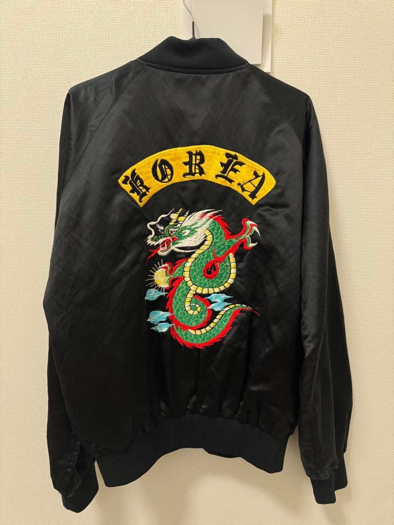 ドラゴン刺繍 ブラックスカジャン KOREA コリジャン　ビンテージ　XL