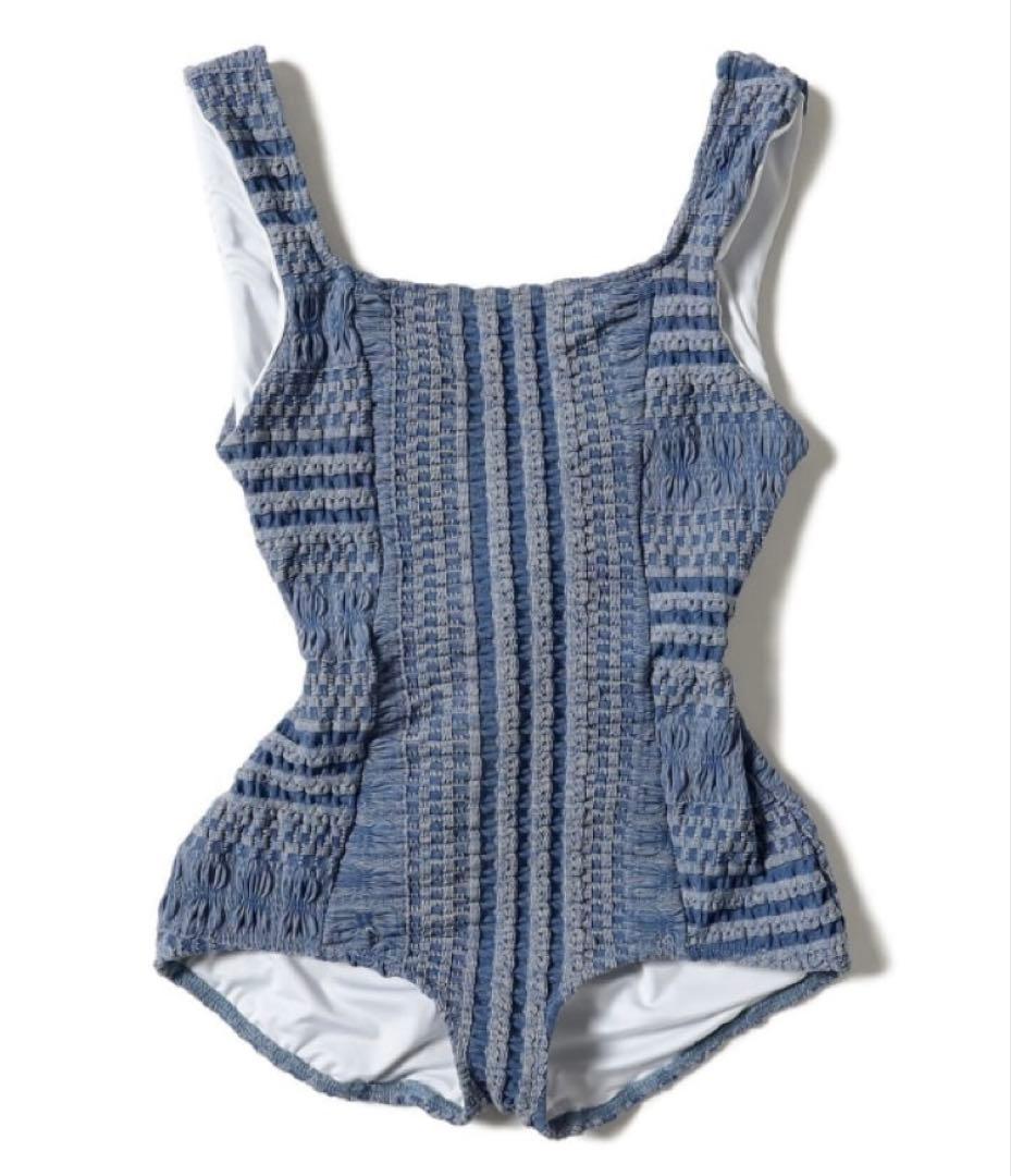 Seea ブルー ストライプ ワンピース水着