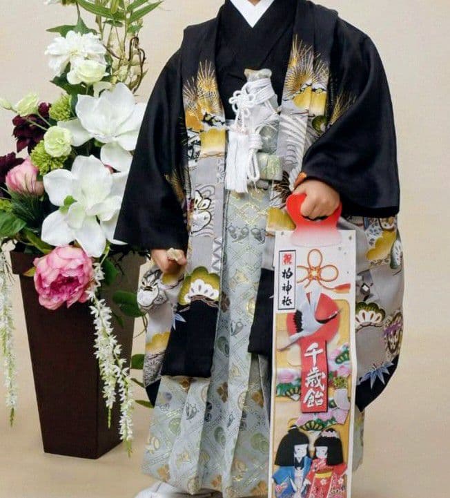 七五三　男の子　5歳　着物フルセット　絹