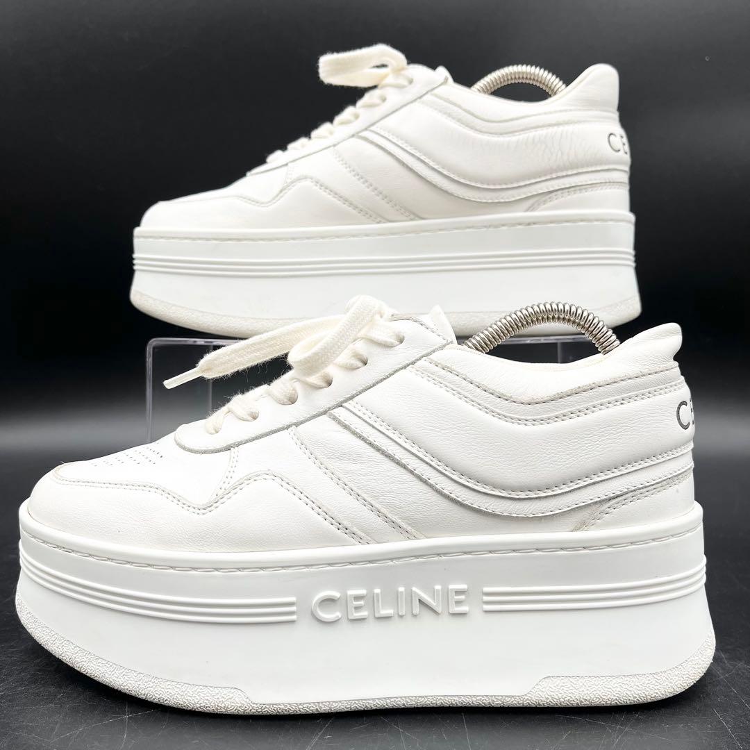 美品✨ セリーヌ ブロックスニーカー 厚底 白 レディース スニーカー