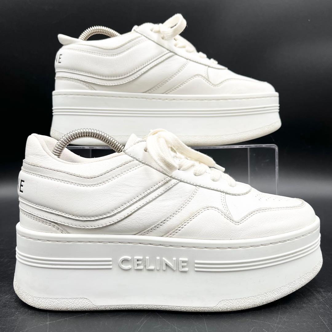 美品✨ セリーヌ ブロックスニーカー 厚底 白 レディース スニーカー