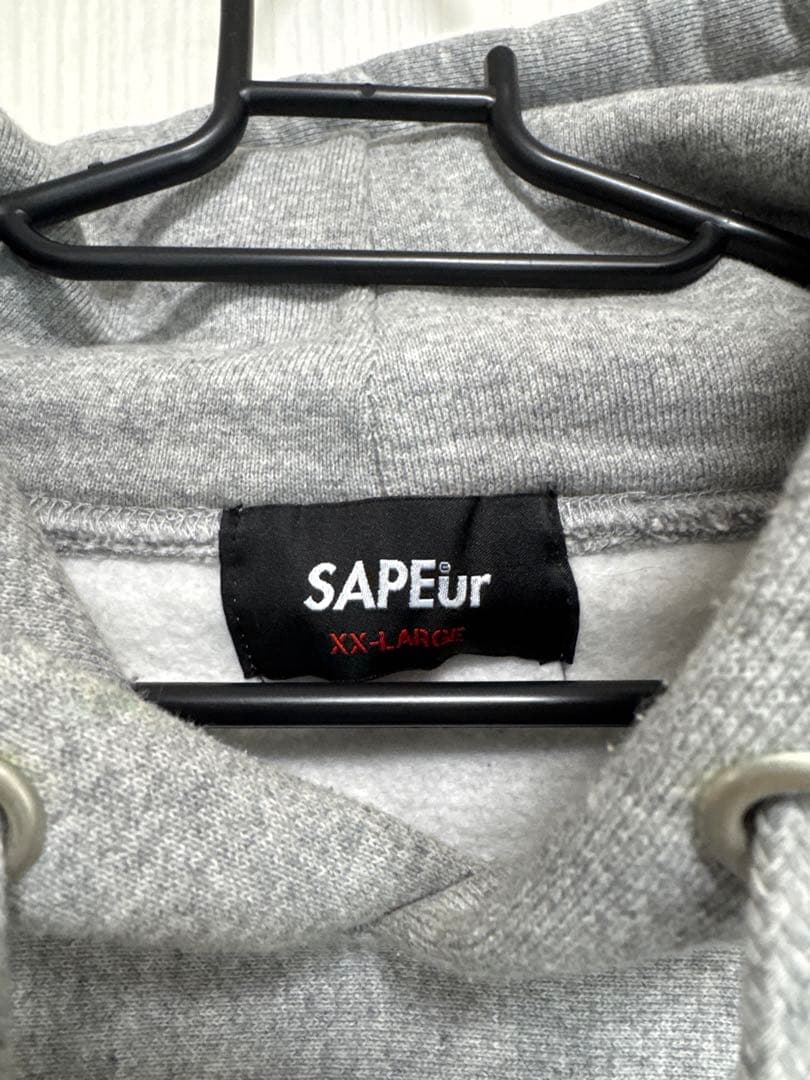 SAPEur サプール パーカー XXL グレー ロゴ 裏起毛 オーバーサイズ