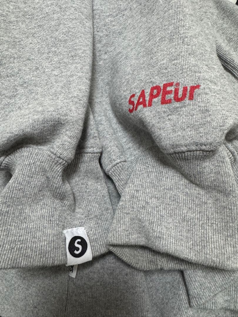 SAPEur サプール パーカー XXL グレー ロゴ 裏起毛 オーバーサイズ
