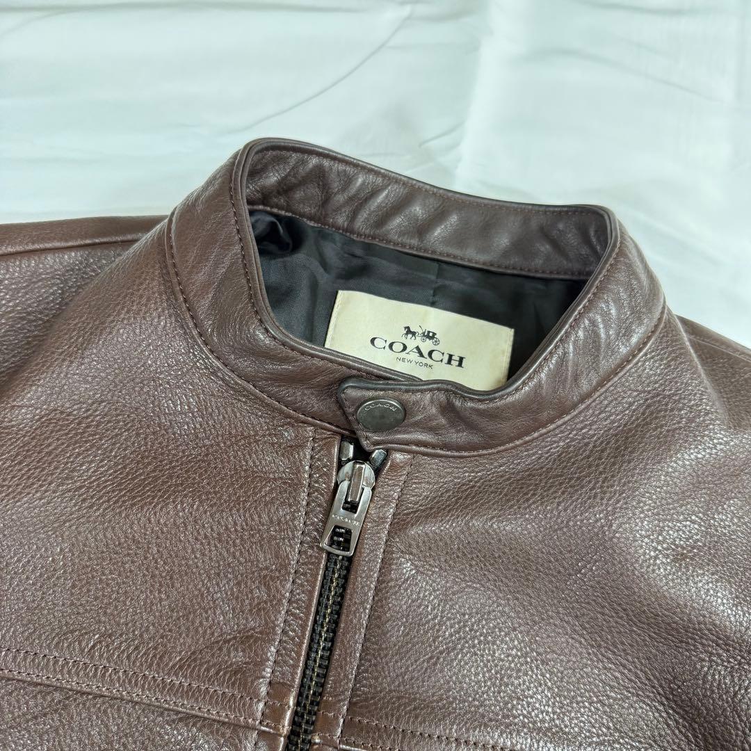 COACH ブラウン シングルライダースジャケット M F86594