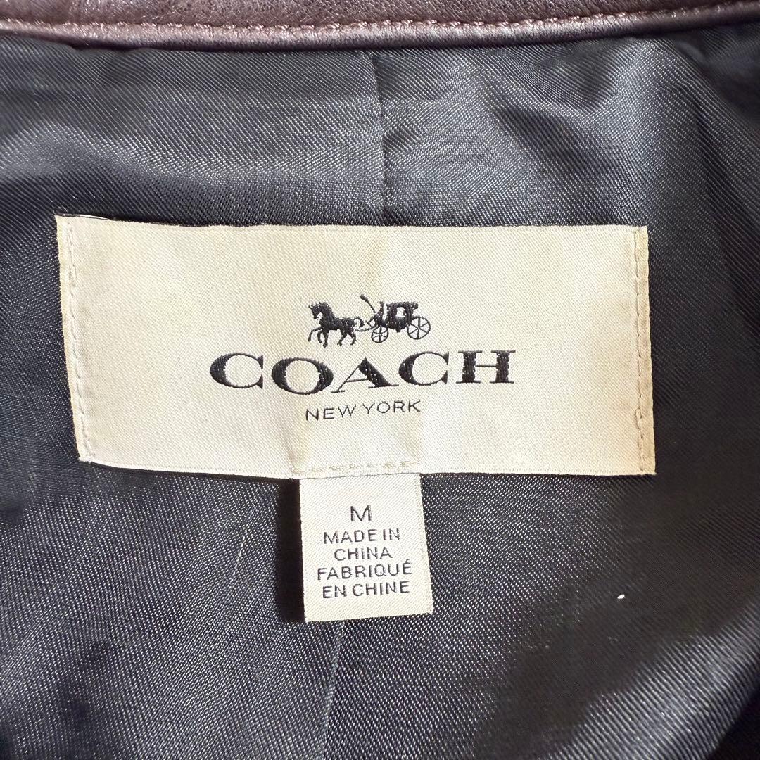 COACH ブラウン シングルライダースジャケット M F86594
