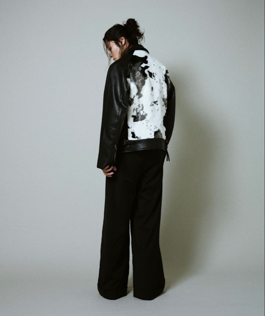 【美品】CAMPHORWOOD フェイクハラコレザージャケットM