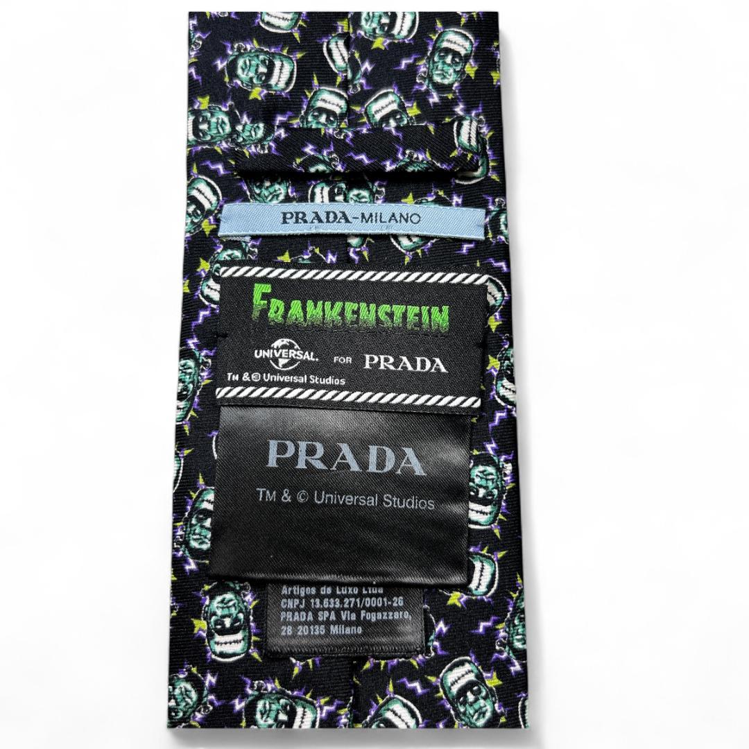 極美品　PRADA ネクタイ シルク フランケンシュタイン ブラック 箱付き