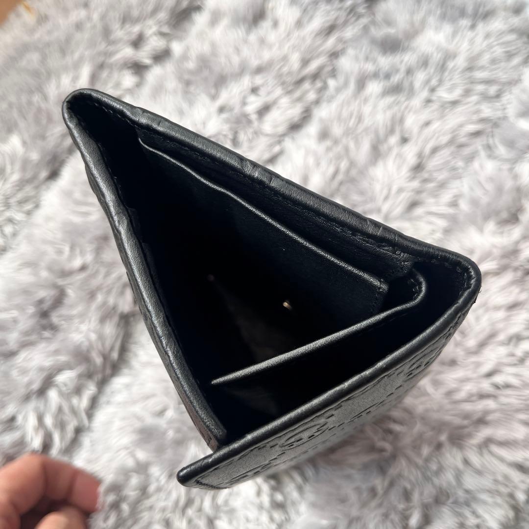 美品✨GUCCI シマ　三つ折り　長財布　ブラック　メンズ　GG柄