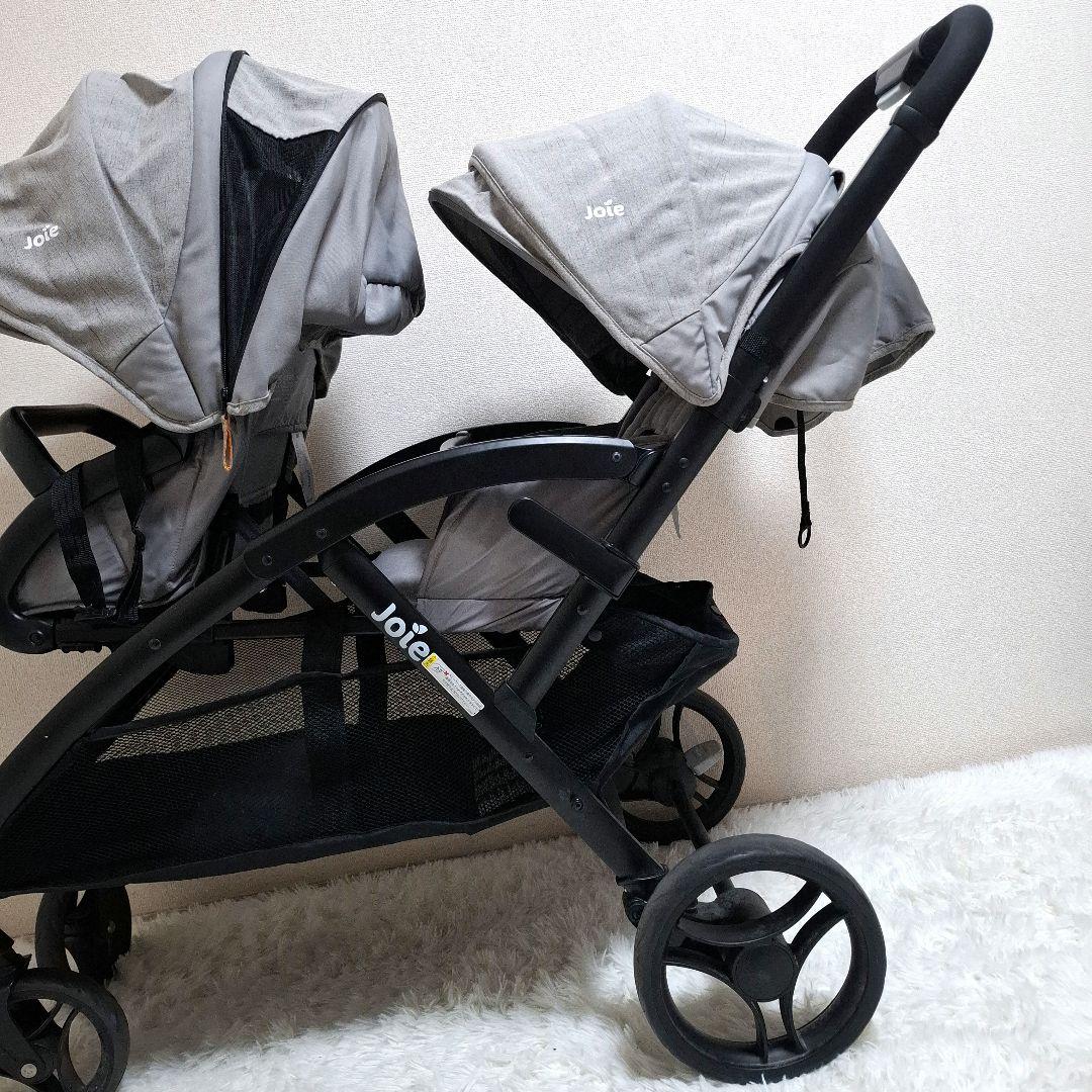 【状態良好】joie エヴァライトデュオ 二人乗りベビーカー グレー