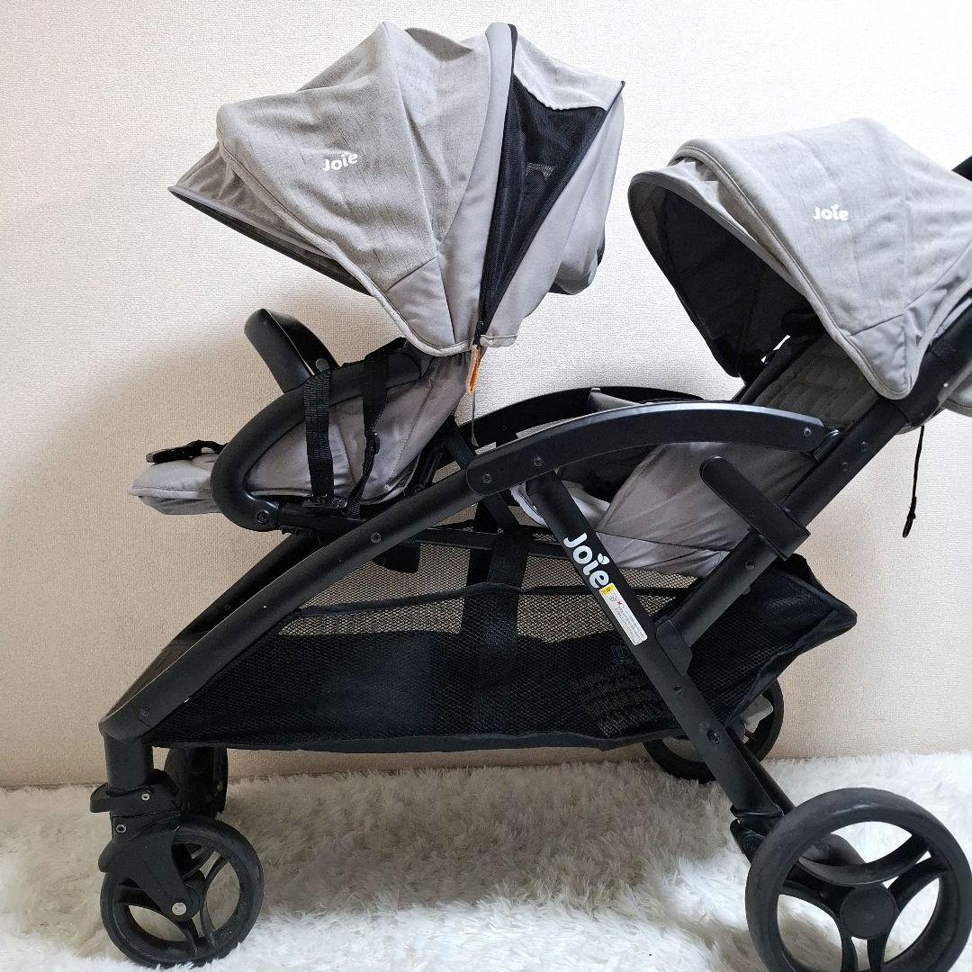 【状態良好】joie エヴァライトデュオ 二人乗りベビーカー グレー
