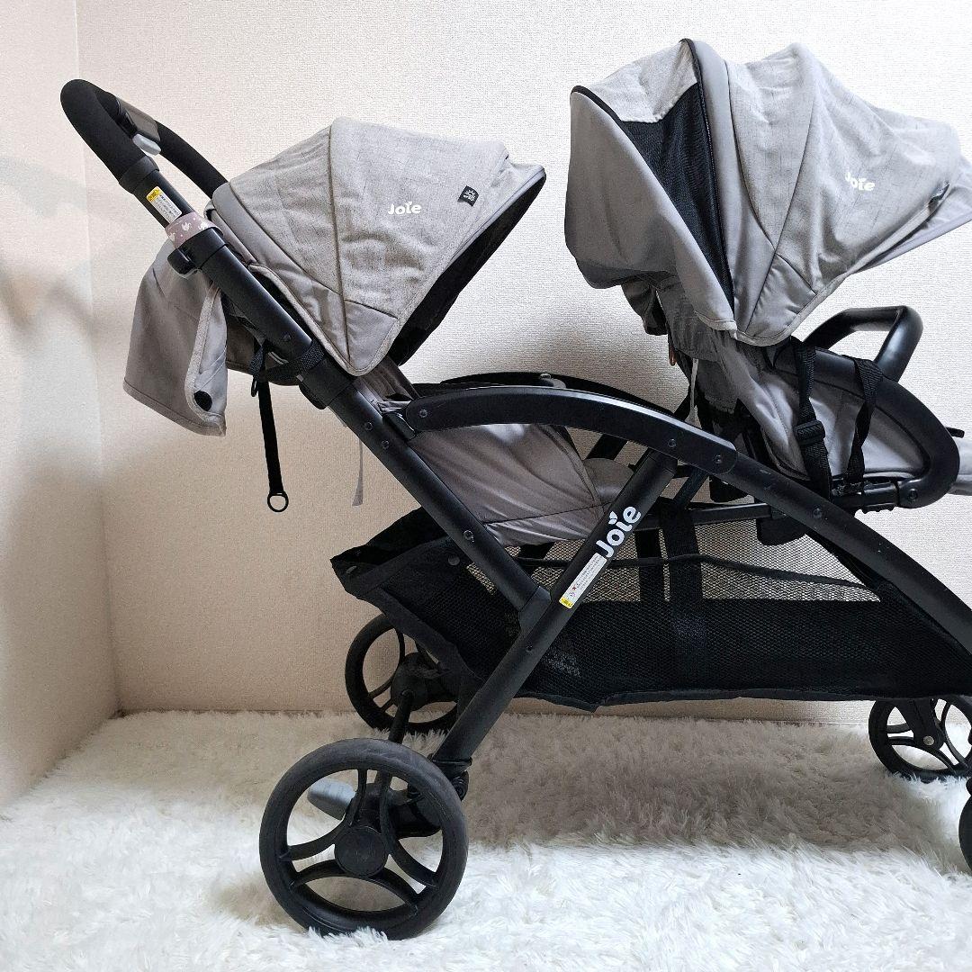【状態良好】joie エヴァライトデュオ 二人乗りベビーカー グレー