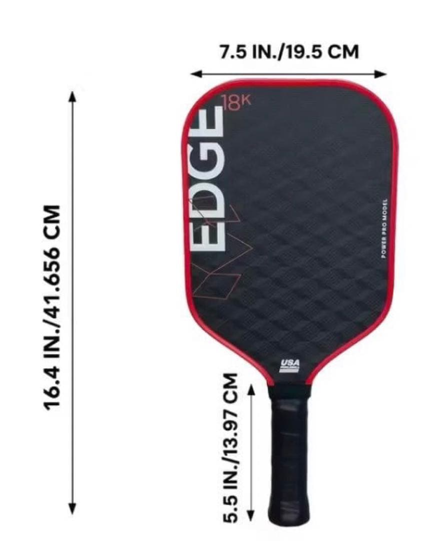 Edge 18K POWER PRO ピックルボール パドル 16mm 242g