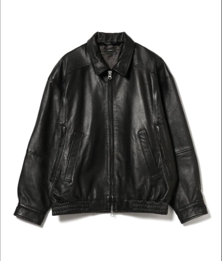 BEAMSワイドフィット 4ポケット レザー ブルゾン レザージャケット
