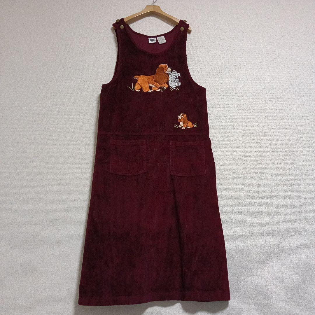 コーデュロイサロペット レディ＆トランプ刺繍わんわん物語