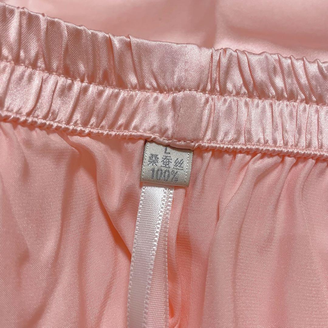 481 新品 シルクパジャマ 絹100% L ピンク 天然素材 一等品