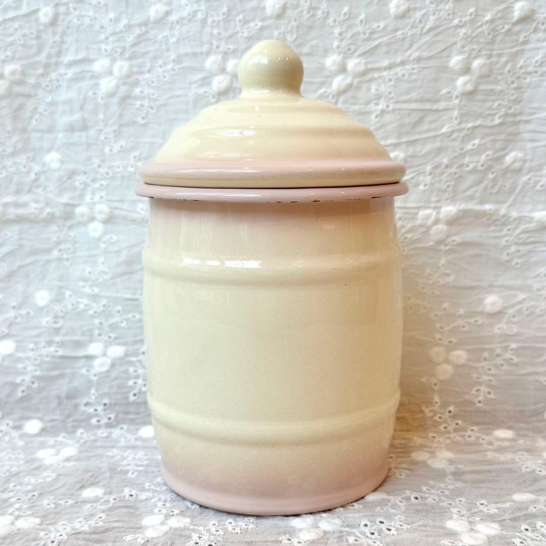 希少レア旧イマン マリアンヌたる型ビードキャニスターホーロー花柄雑貨アンティーク