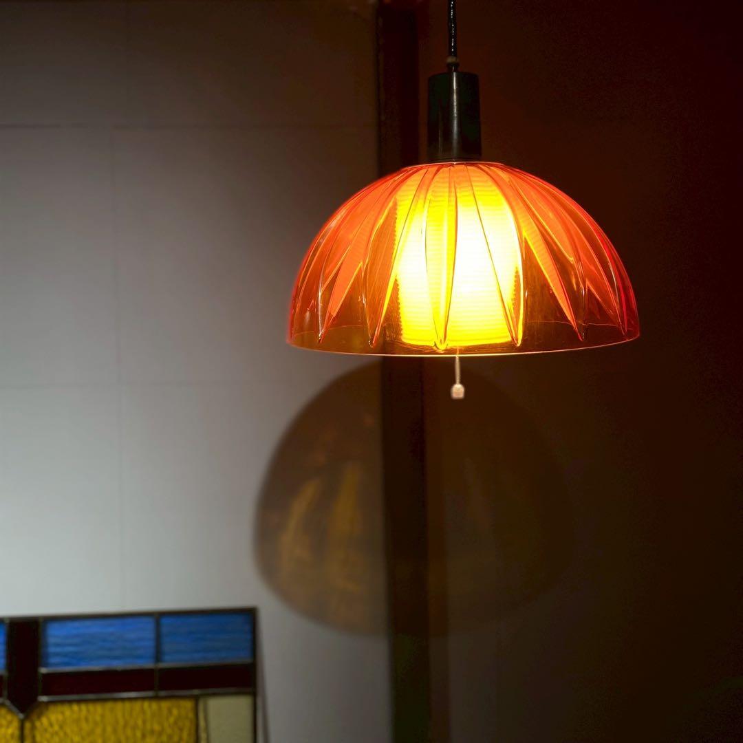 ペンダントライト レトロポップ 昭和レトロ 当時物 インテリア オレンジ