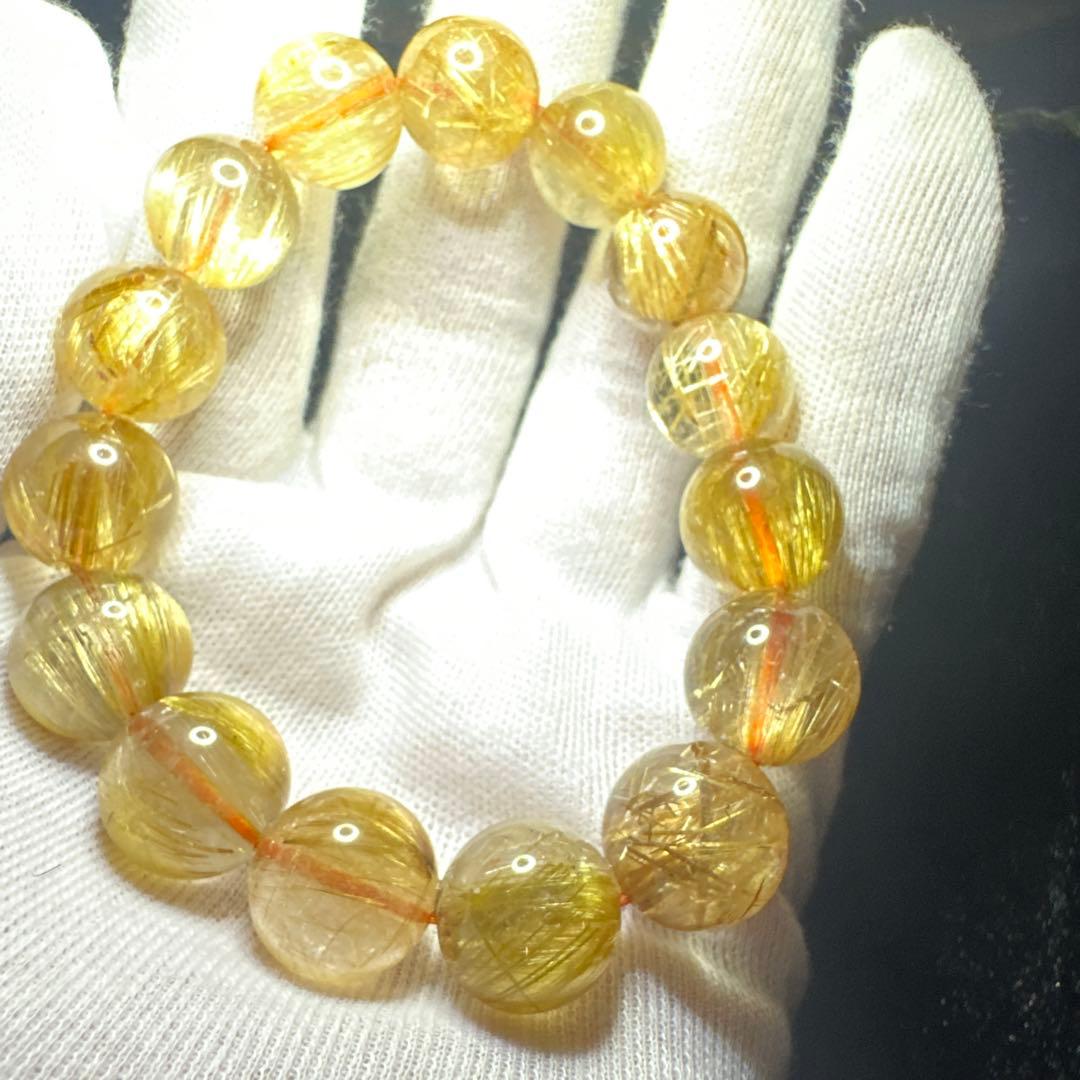 高品質大玉タイチンルチル　キャッツアイ　ルチルクォーツ　14.5㎜