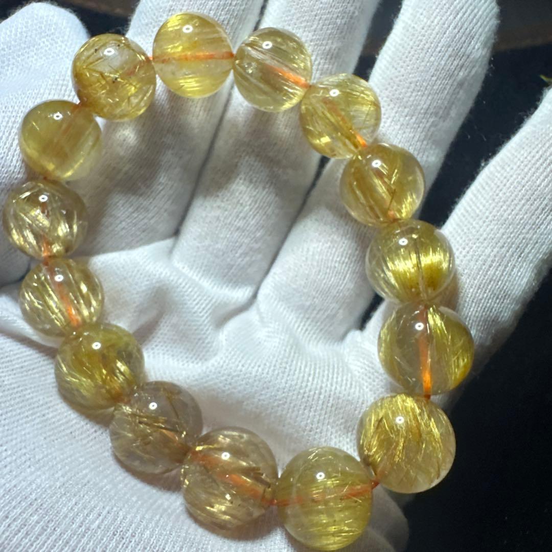 高品質大玉タイチンルチル　キャッツアイ　ルチルクォーツ　14.5㎜