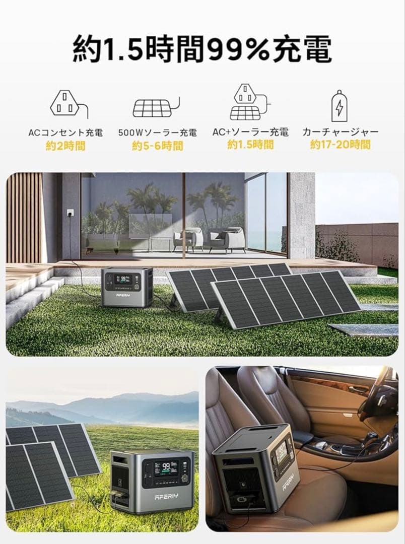 【新品】AFERIY ポータブル電源 2048Wh 2400W ダークグレー