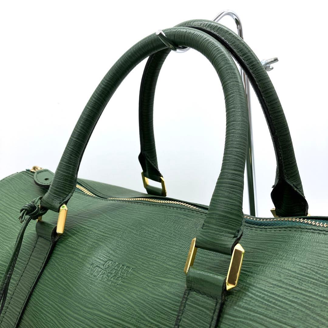 【Gianni Versace】2wayバッグ　ボストンバッグ　レザー　グリーン