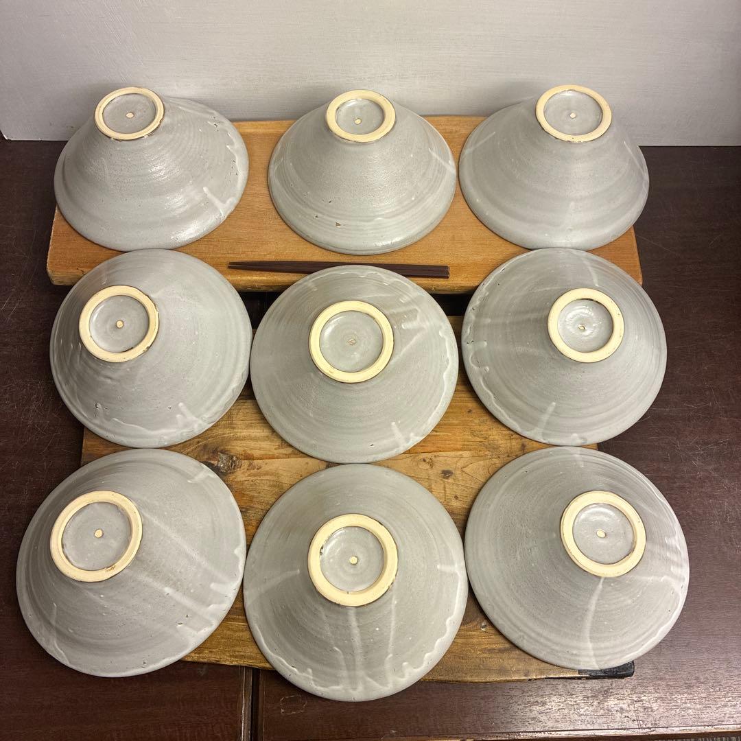 ちゃーさん新品　陶器　陶芸作家　角底丼鉢9個 583