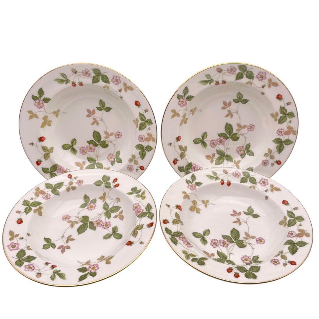 人気　ウェッジウッド ストロベリー&バイン スープ皿 20cm 4枚 美品